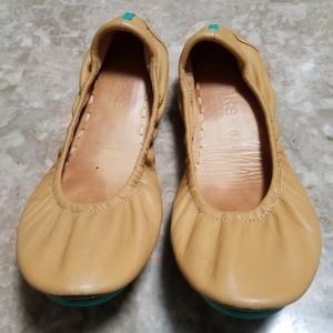 Tieks by Gavrieli Leather Ballet Flats Camel Brown Teal Round Toe Womens Size 6